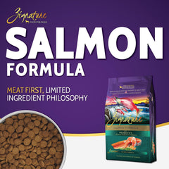 Zignature saumon gros plan croquettes texture attrayante bénéfice appétence