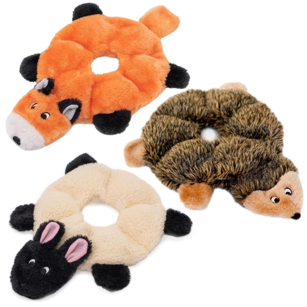 ZippyPaws vue avant du pack montrant mouton, hérisson et renard, divertissement sans désordre