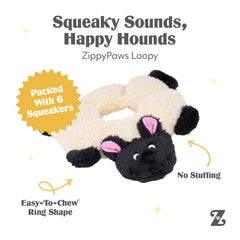 ZippyPaws Loopy Sheep gros plan broderie sécurisée et finition durable