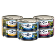 ZIWI boîte face assortiment montrant les trois saveurs et praticité
