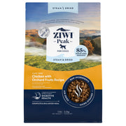 ZIWI emballage avant poulet fruits montrant composition et bénéfices nutritionnels