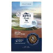 ZIWI emballage avant montrant recette bœuf et potiron et bénéfice fraîcheur