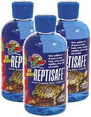 Zoo Med ReptiSafe gros plan étiquette montrant usage et bénéfices pour reptiles