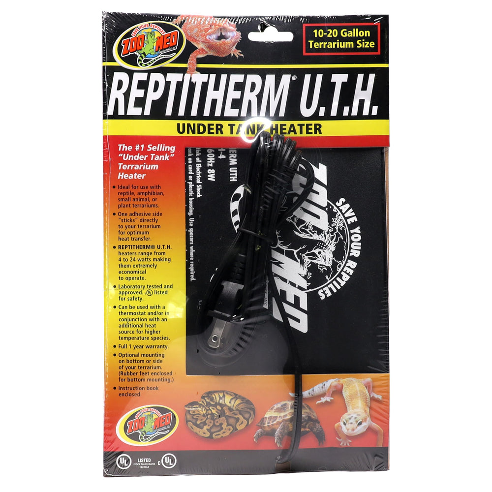 Zoo Med Reptitherm face avant montrant le tapis chauffant et son format pratique