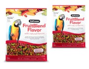 ZuPreem emballage face FruitBlend pour grandes espèces montrant le format et les arômes