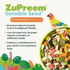 ZuPreem gros plan sur pellets FruitBlend pour plus de saveur