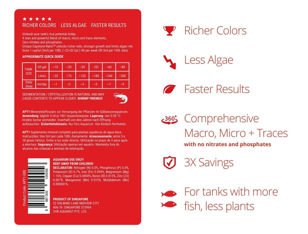 THE 2HR AQUARIST gros plan étiquette détaillée avec informations de dosage