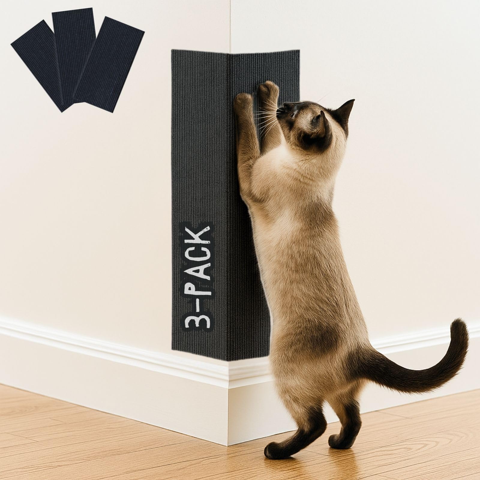 2ME vue frontale du tapis griffoir protégeant un meuble