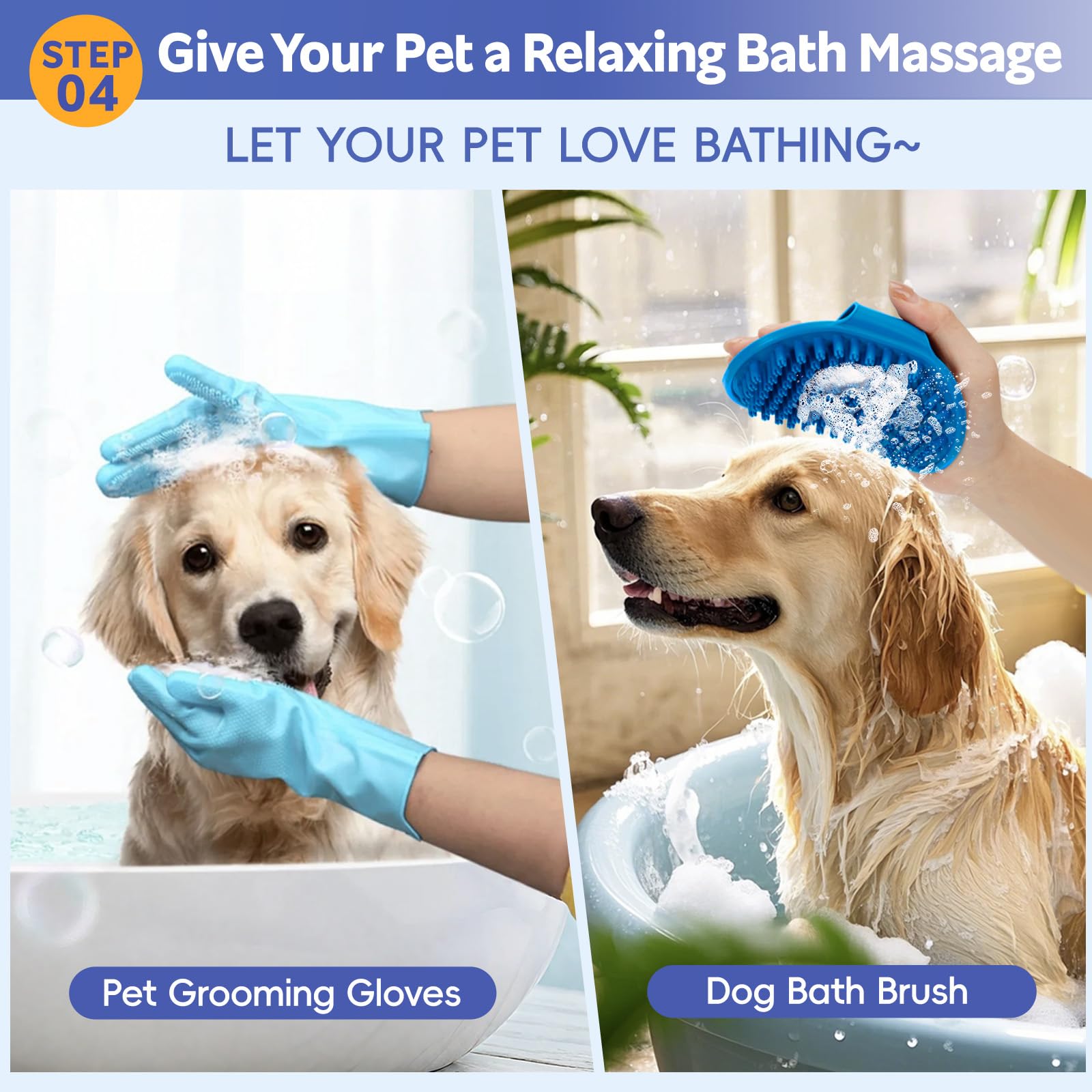 2TRUL brosse de bain en utilisation lave et enlève poils pendant le shampooing