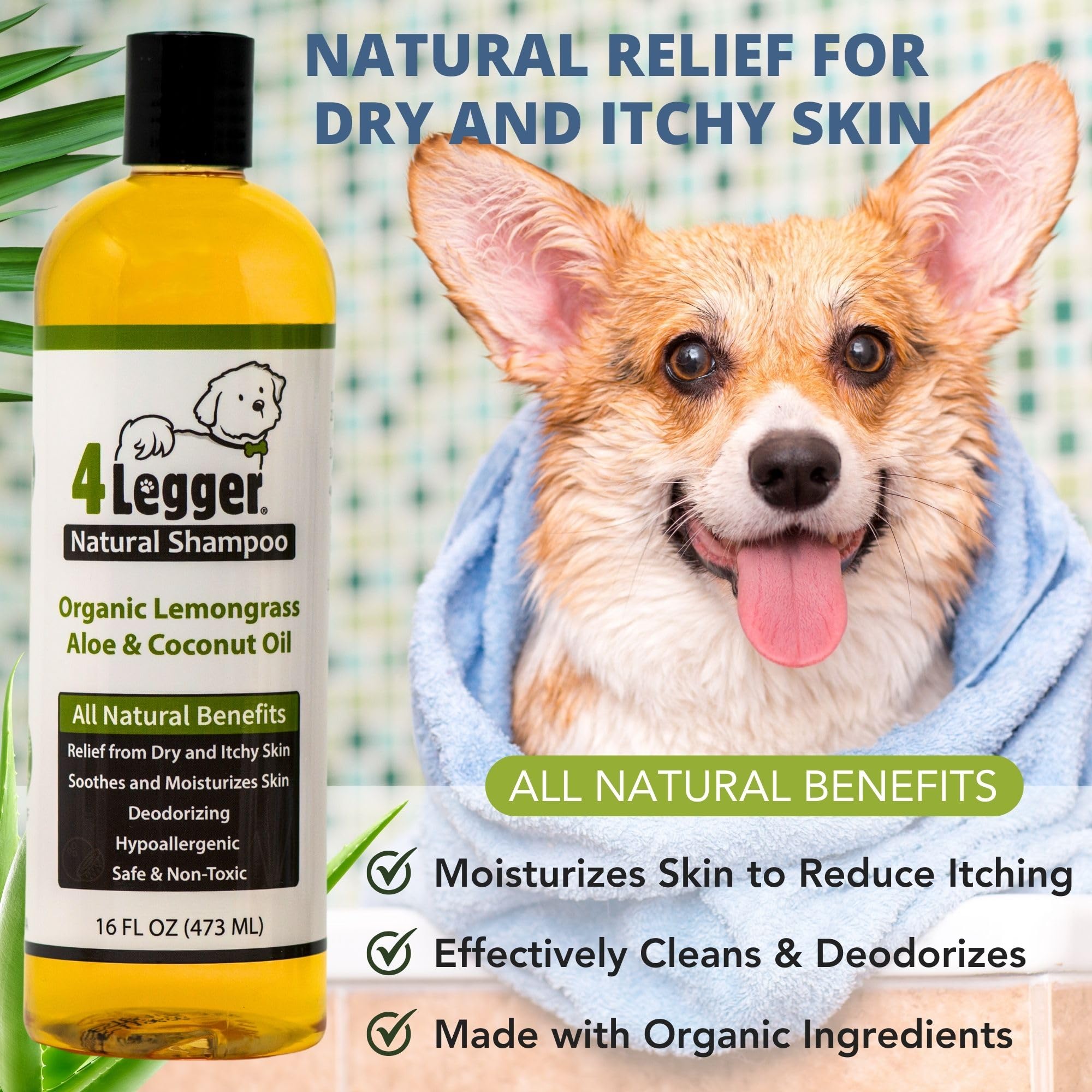 4Legger en usage dans baignoire apaisant la peau du chien
