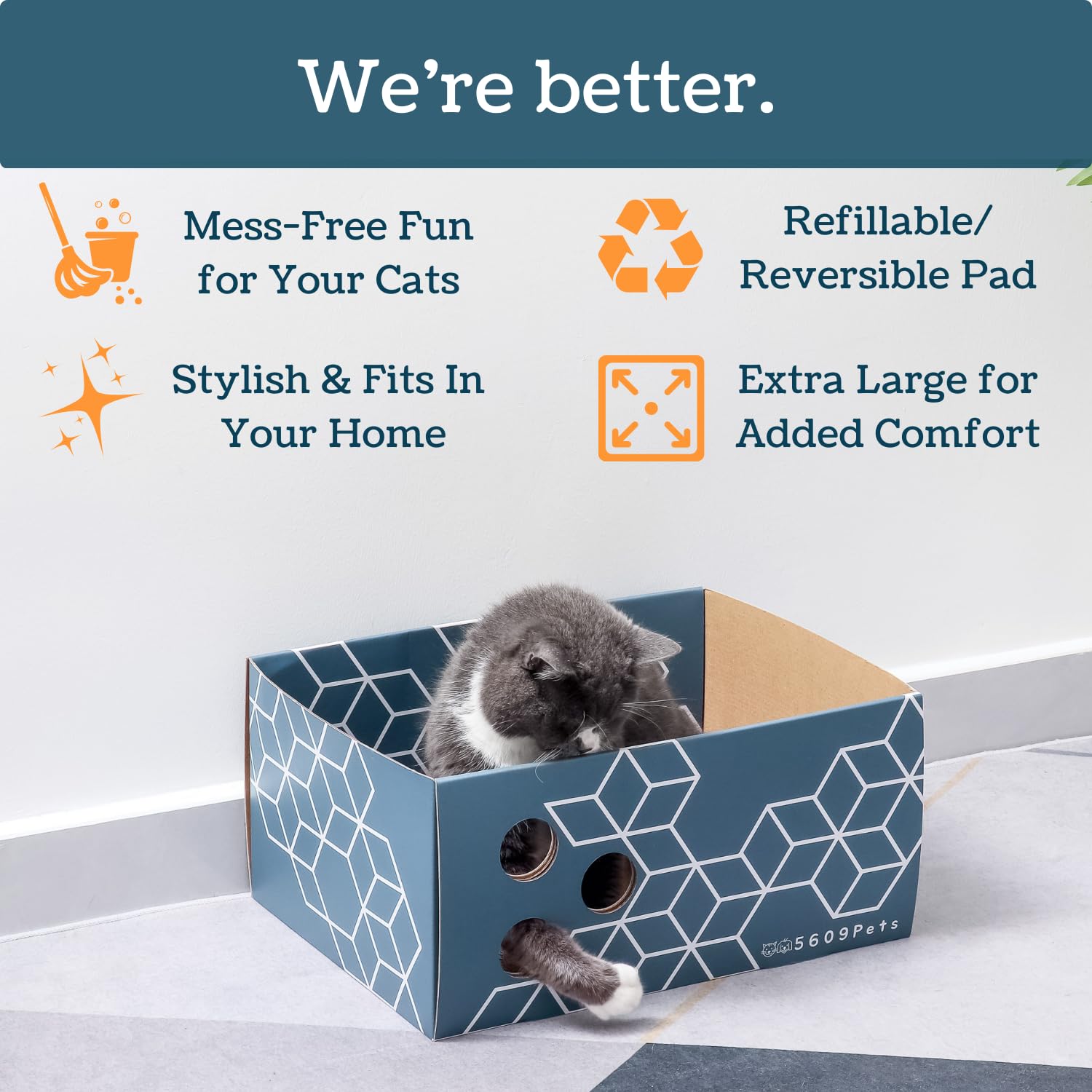 5609PETS comparaison taille montrant espace suffisant pour grand chat