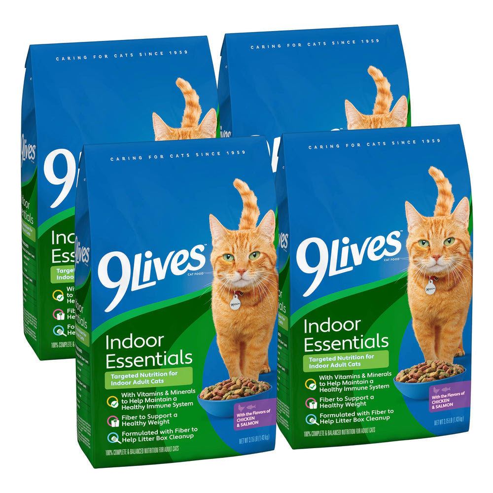 9Lives emballage avant montrant poulet et saumon, confiance et saveur