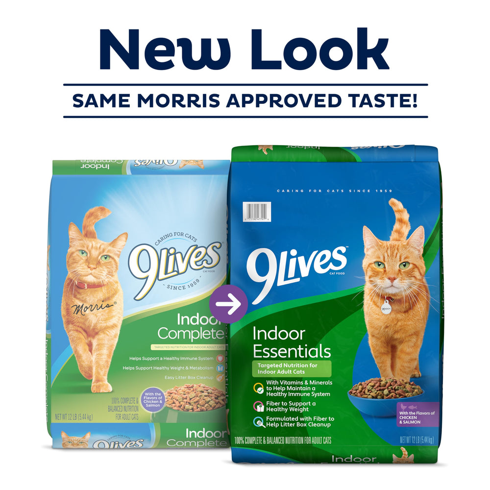 9Lives gros plan sur texture des croquettes, appétence et variété