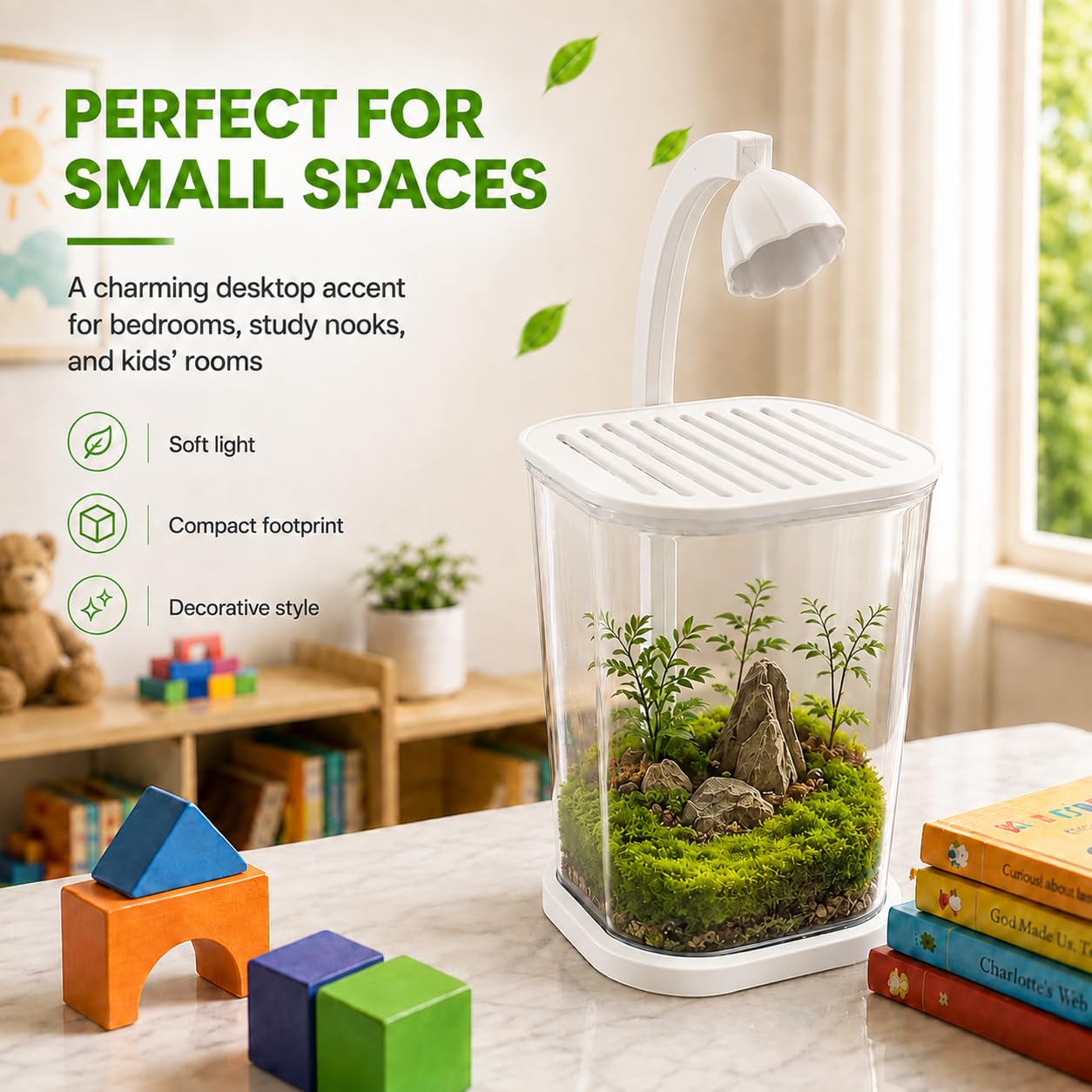 ZOOXIET aquarium en usage avec crevette, atmosphère apaisante au bureau