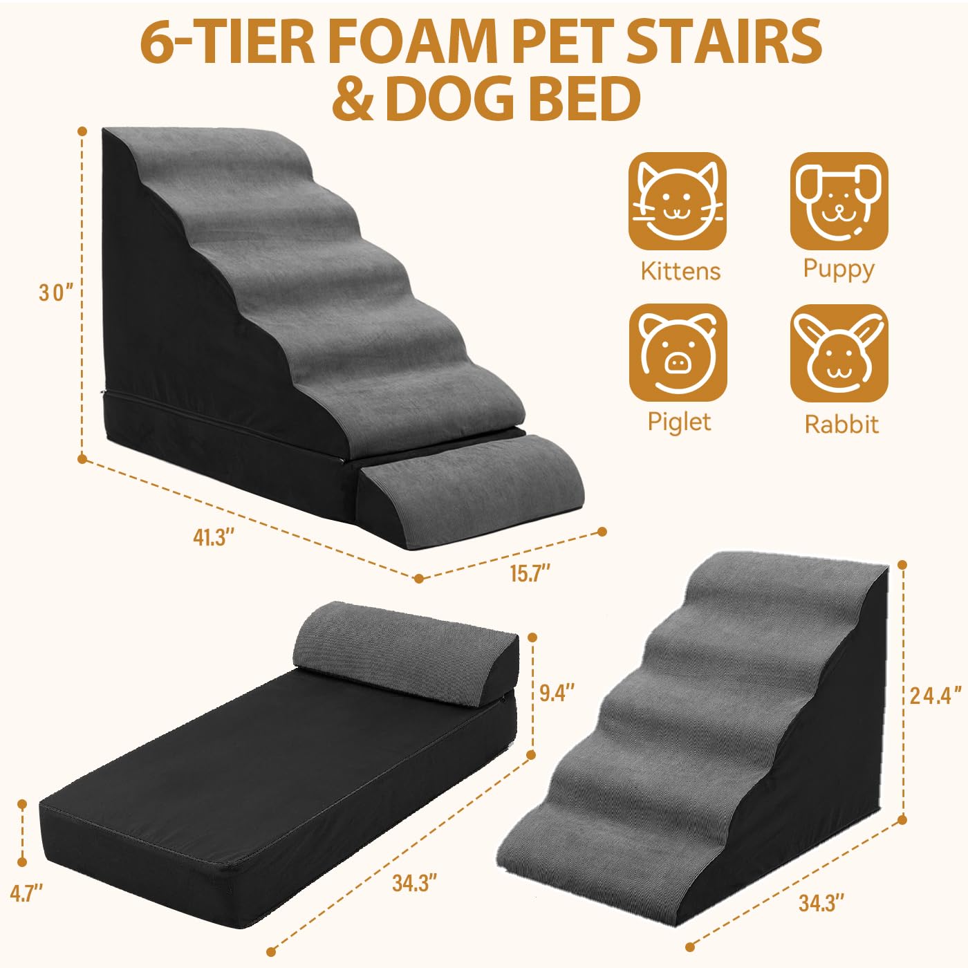 A.FATI escalier chien vue de profil illustrant la pente douce à 35°