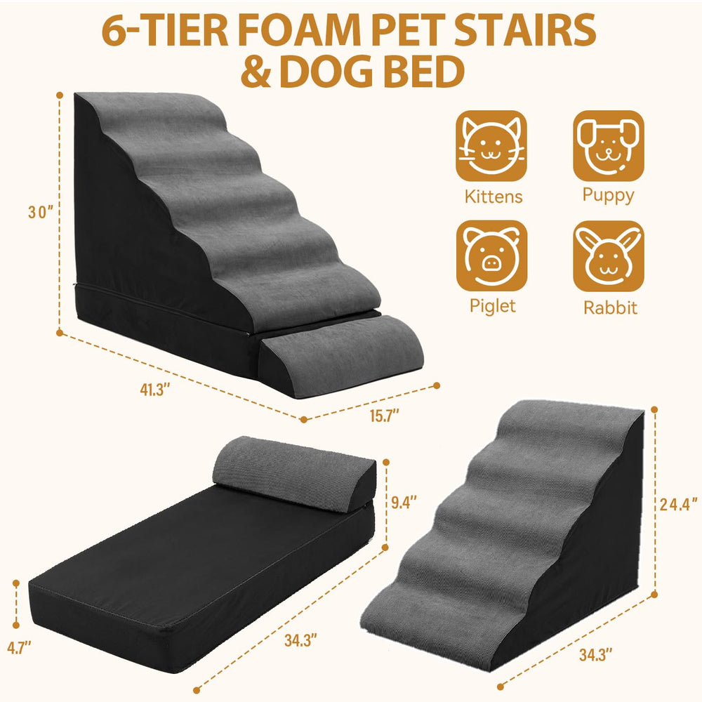 A.FATI escalier chien vue de profil illustrant la pente douce à 35°