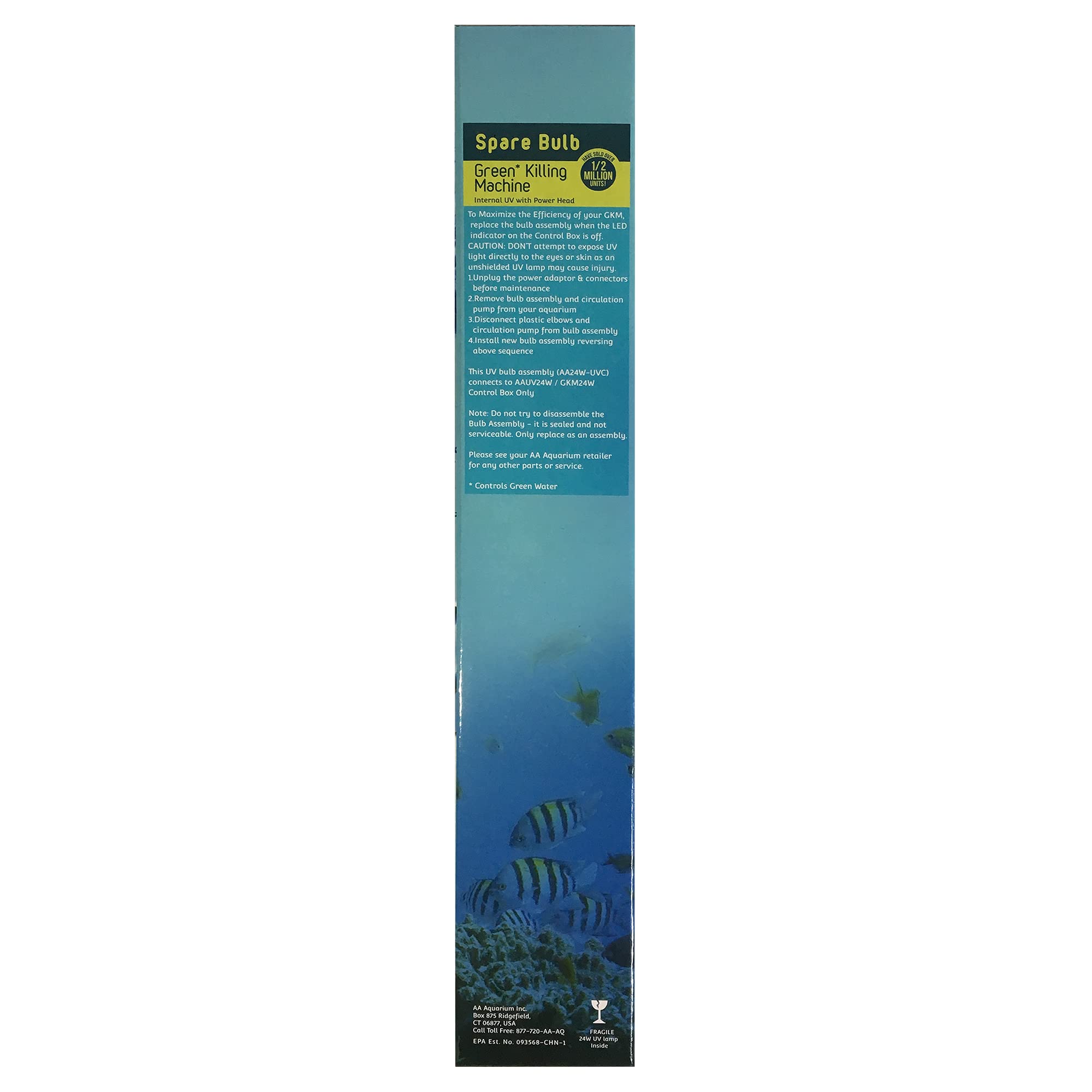 AA ampoule GKM24W installée dans stérilisateur illustrant remplacement sans outils