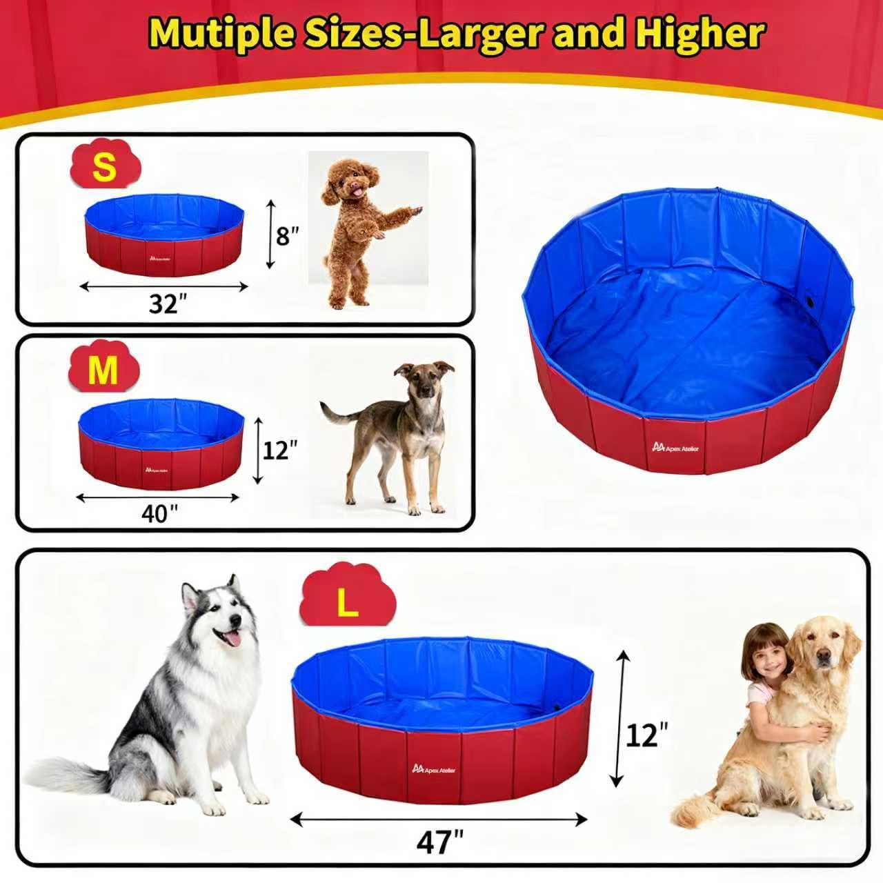 AAApex Atelier comparaison de taille, montre l'échelle adaptée aux chiens