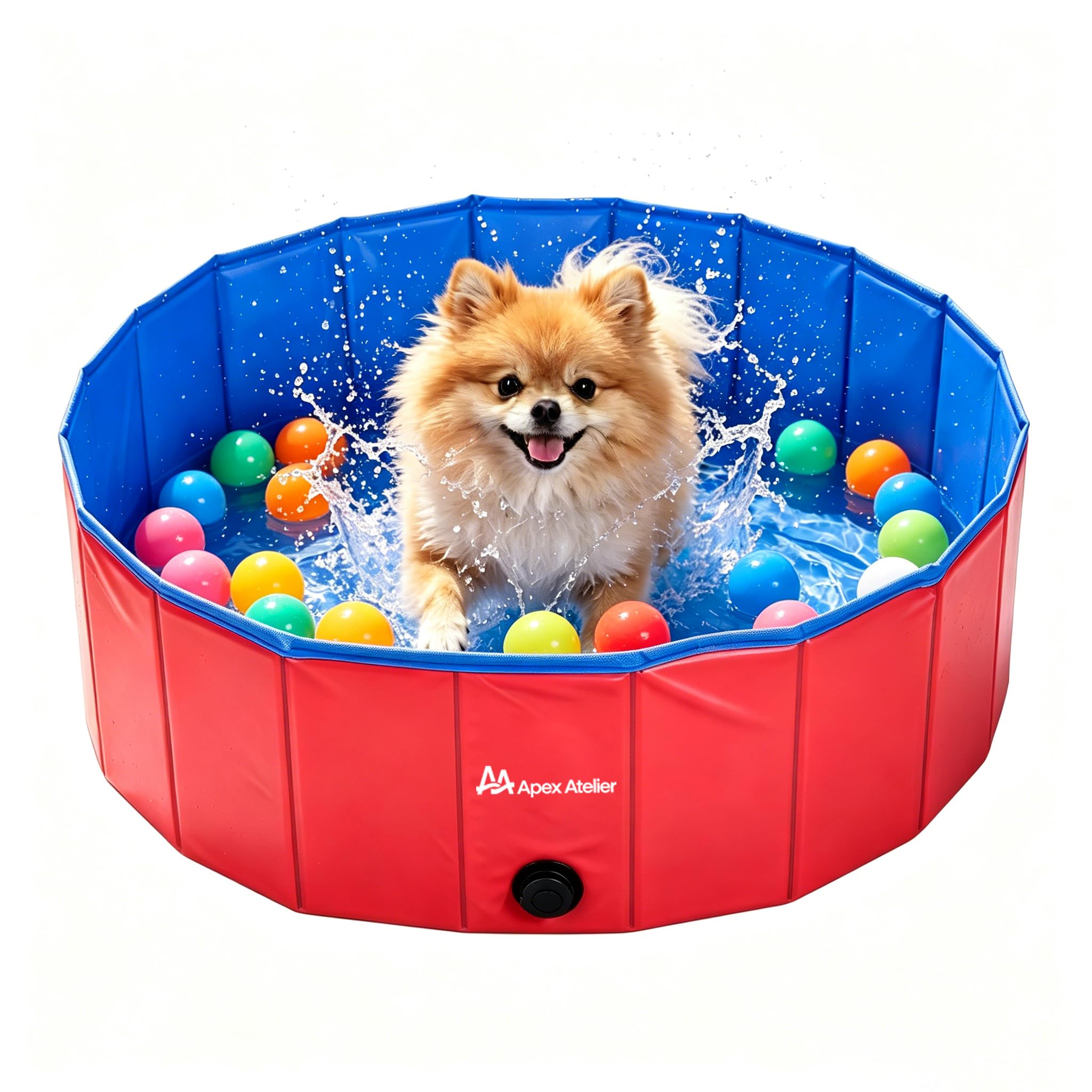 AAApex Atelier vue avant de la piscine pliable rouge, robuste et pratique