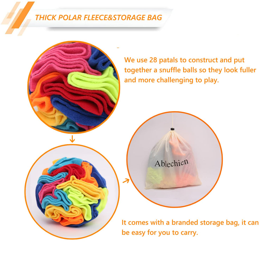 Ablechien Snuffle Ball ouverture montrant poches intérieures pour cacher friandises