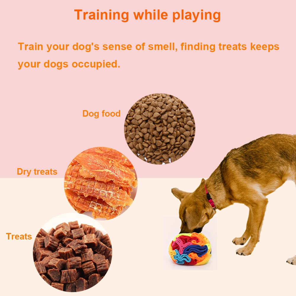 Ablechien Snuffle Ball comparaison de taille posée à côté d'une main pour échelle pratique