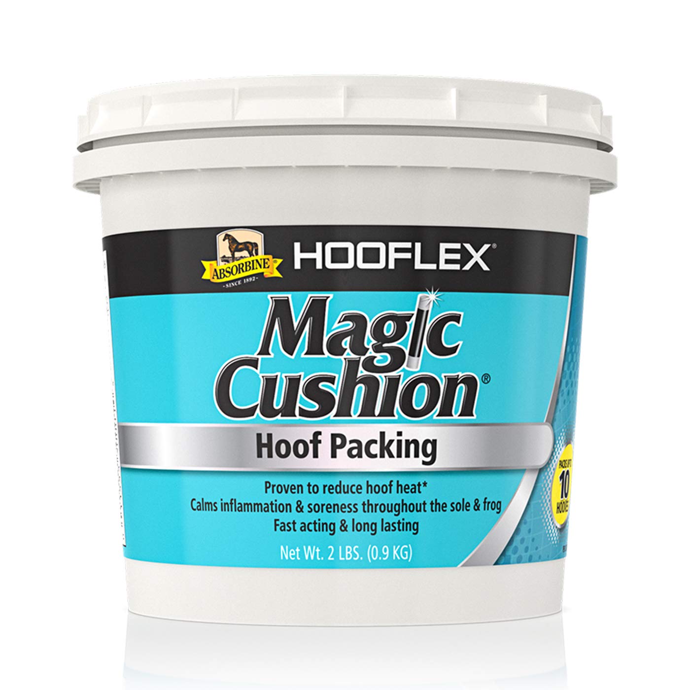 Absorbine Hooflex emballage avant montrant pot de 2 lb et étiquette claire pour application rapide
