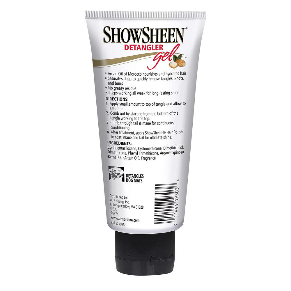 Absorbine ShowSheen étiquette produit lisible ingrédients et usage