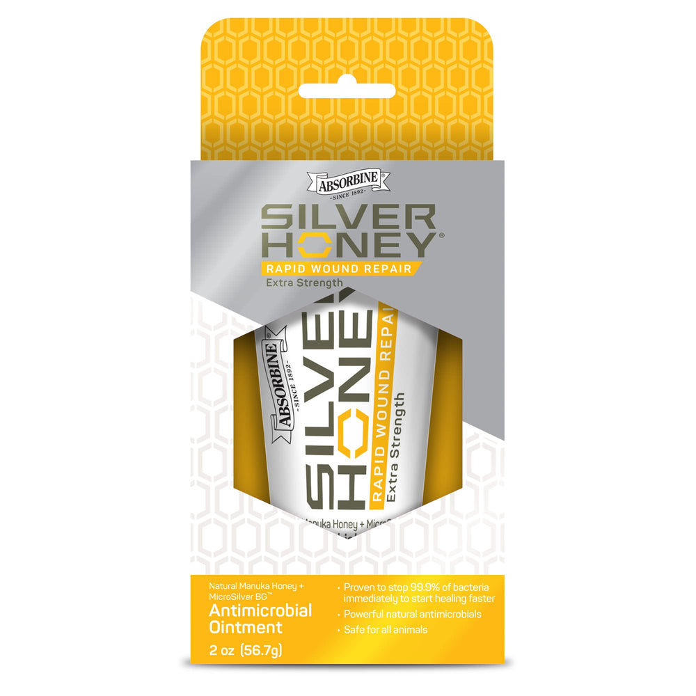 Absorbine tube sur fond blanc soulignant design et information produit claire
