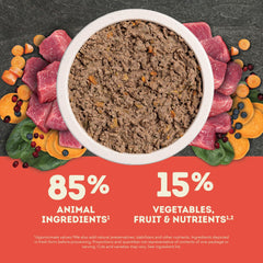 ACANA boîtes ouvertes bœuf et volaille montrant variété et appétence