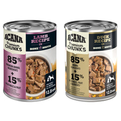 ACANA boîte ouverte révélant morceaux riches en viande pour meilleure appétence