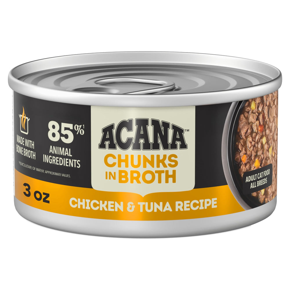 ACANA gros plan sur le bouillon et la texture, hydrate et attire le chat