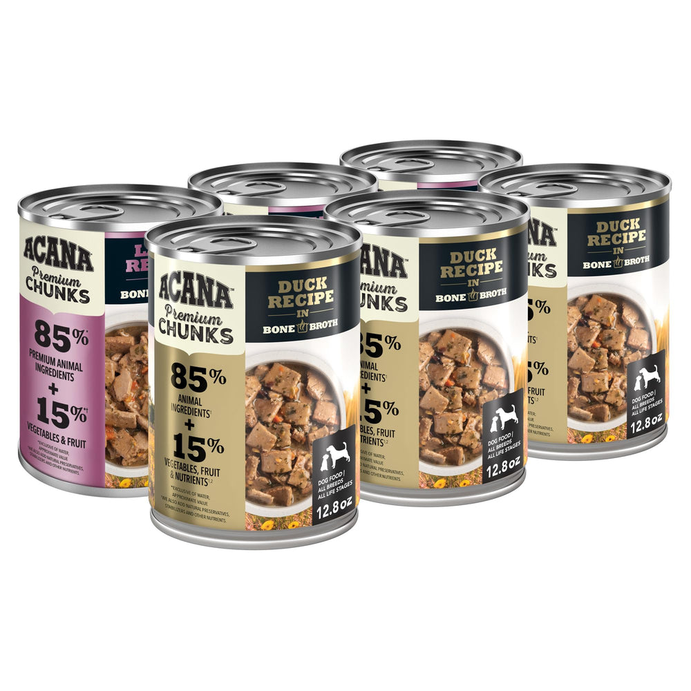 ACANA pack face avant montrant boîtes variées, pratique pour varier repas