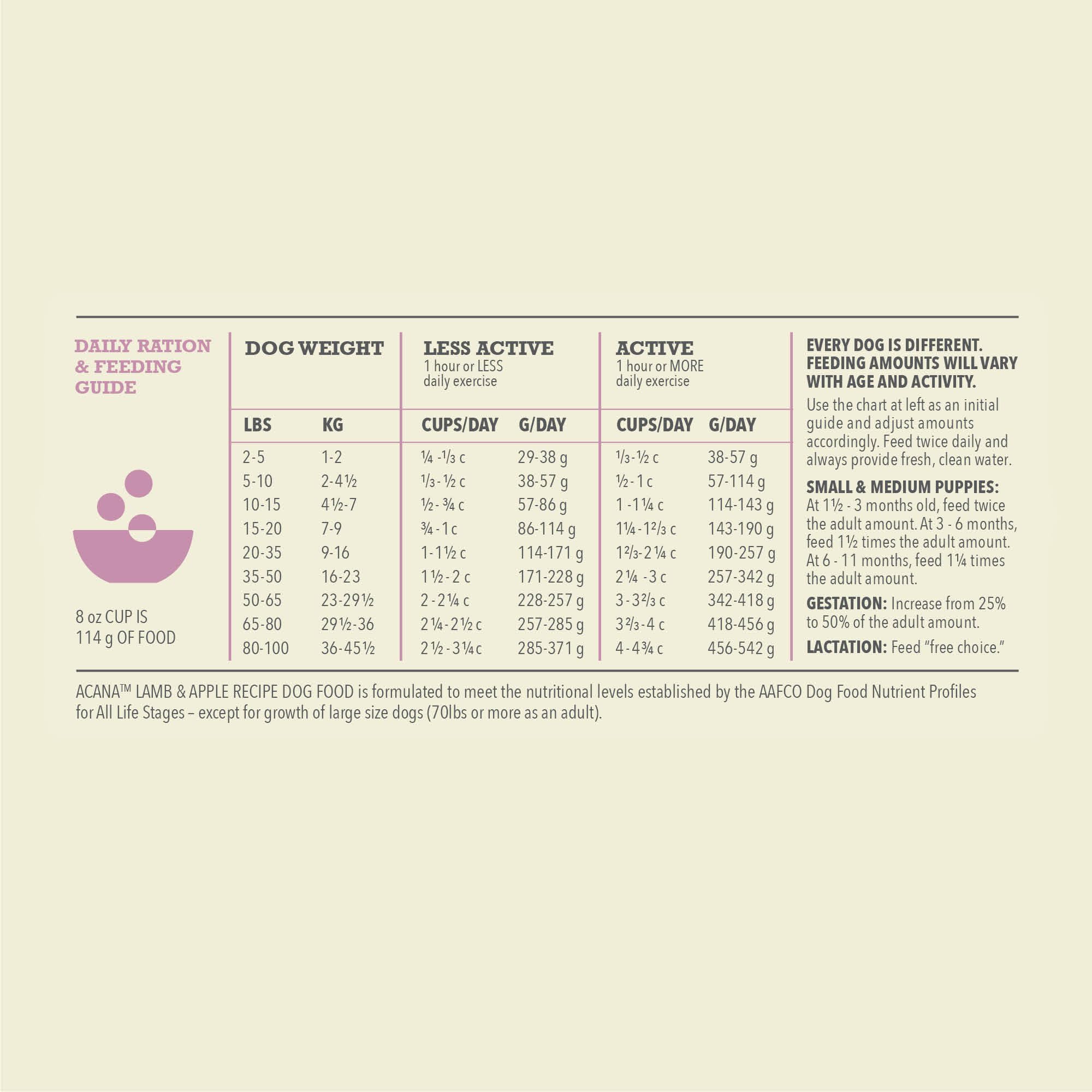 ACANA comparaison de taille des croquettes avec une main pour évaluer portion