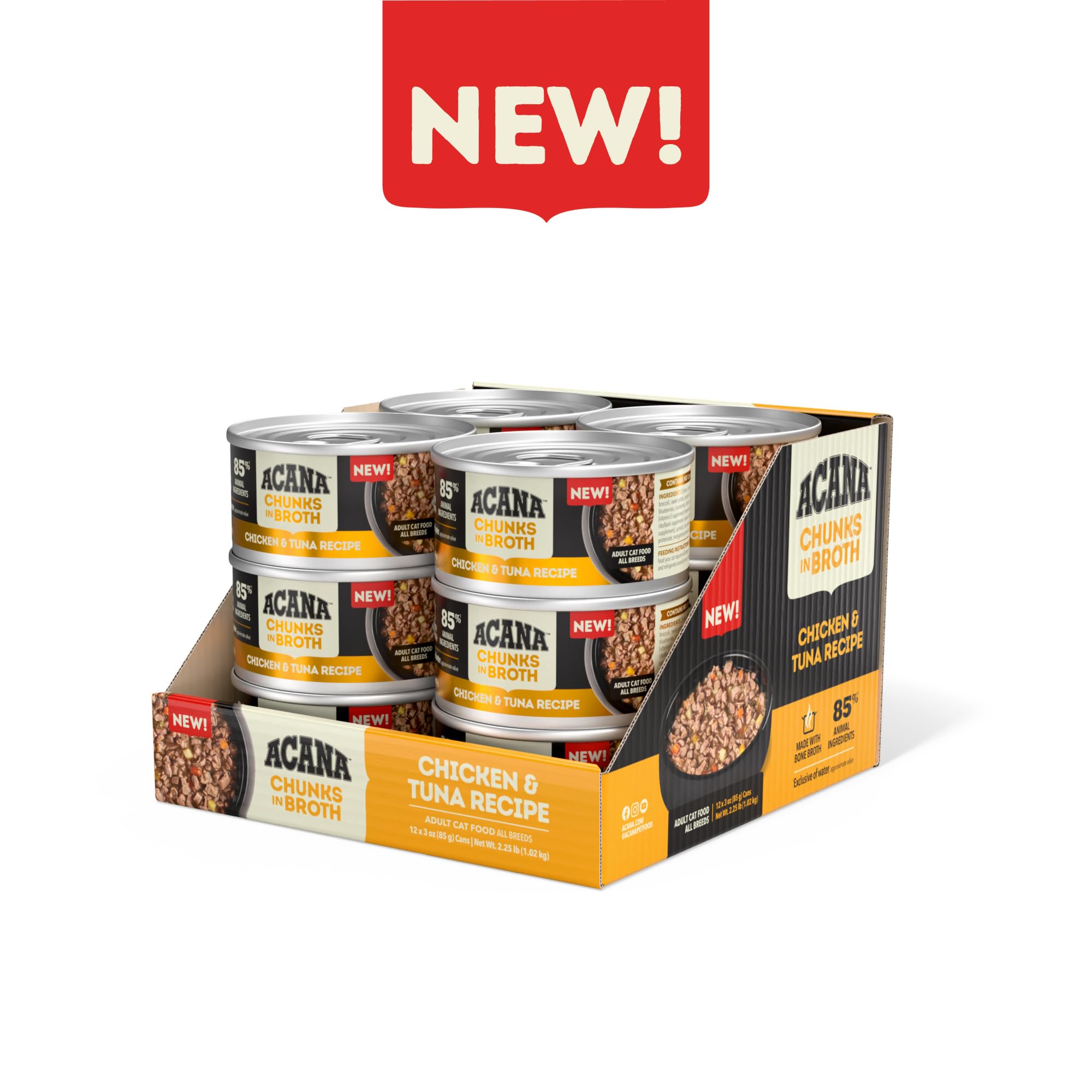 ACANA pack de 12 canettes pour montrer quantité et stockage pratique
