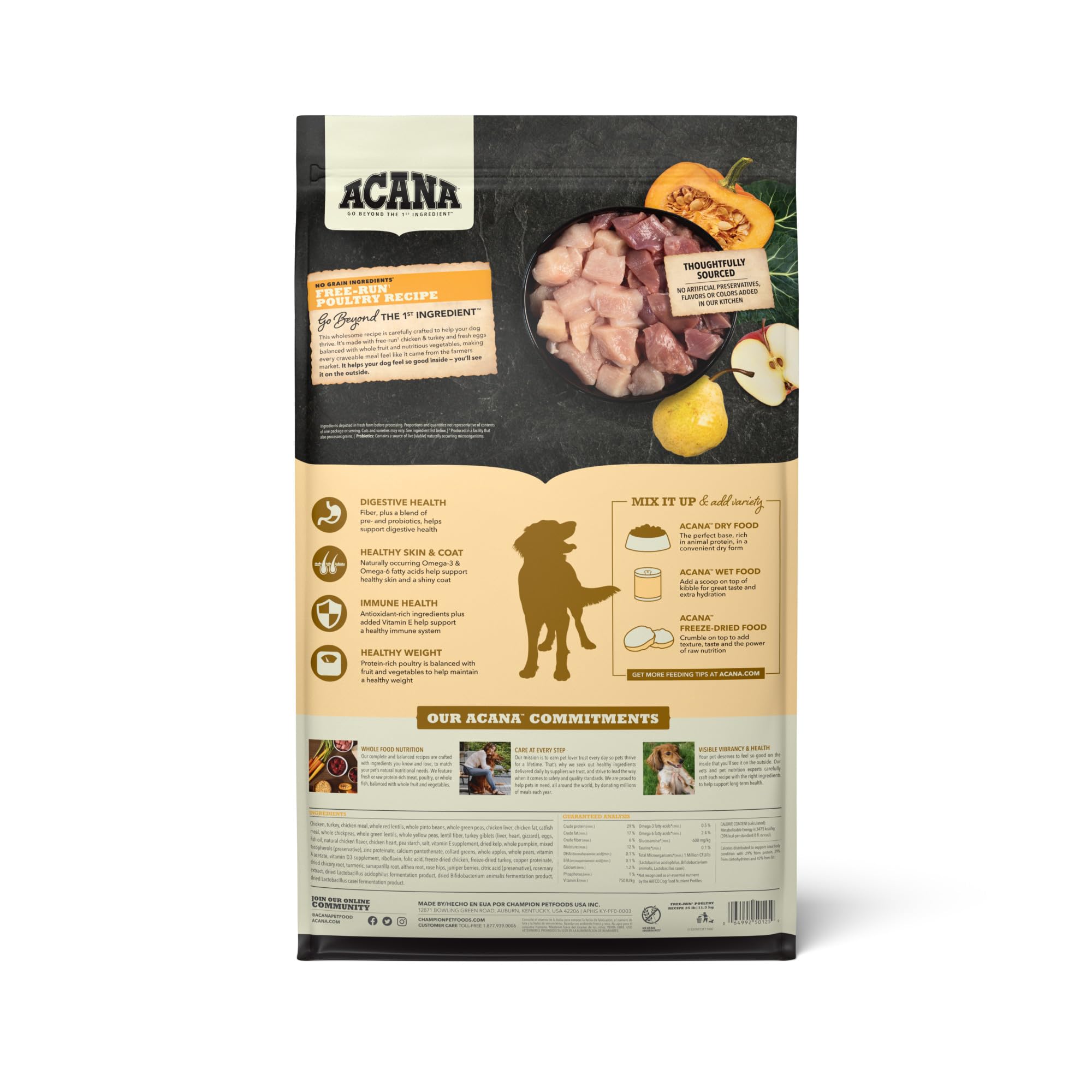 ACANA gros plan sur la texture des croquettes pour appétence et digestibilité