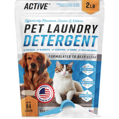 ACTIVE emballage avant montrant poudre concentrée et mention 64 lavages pour économie