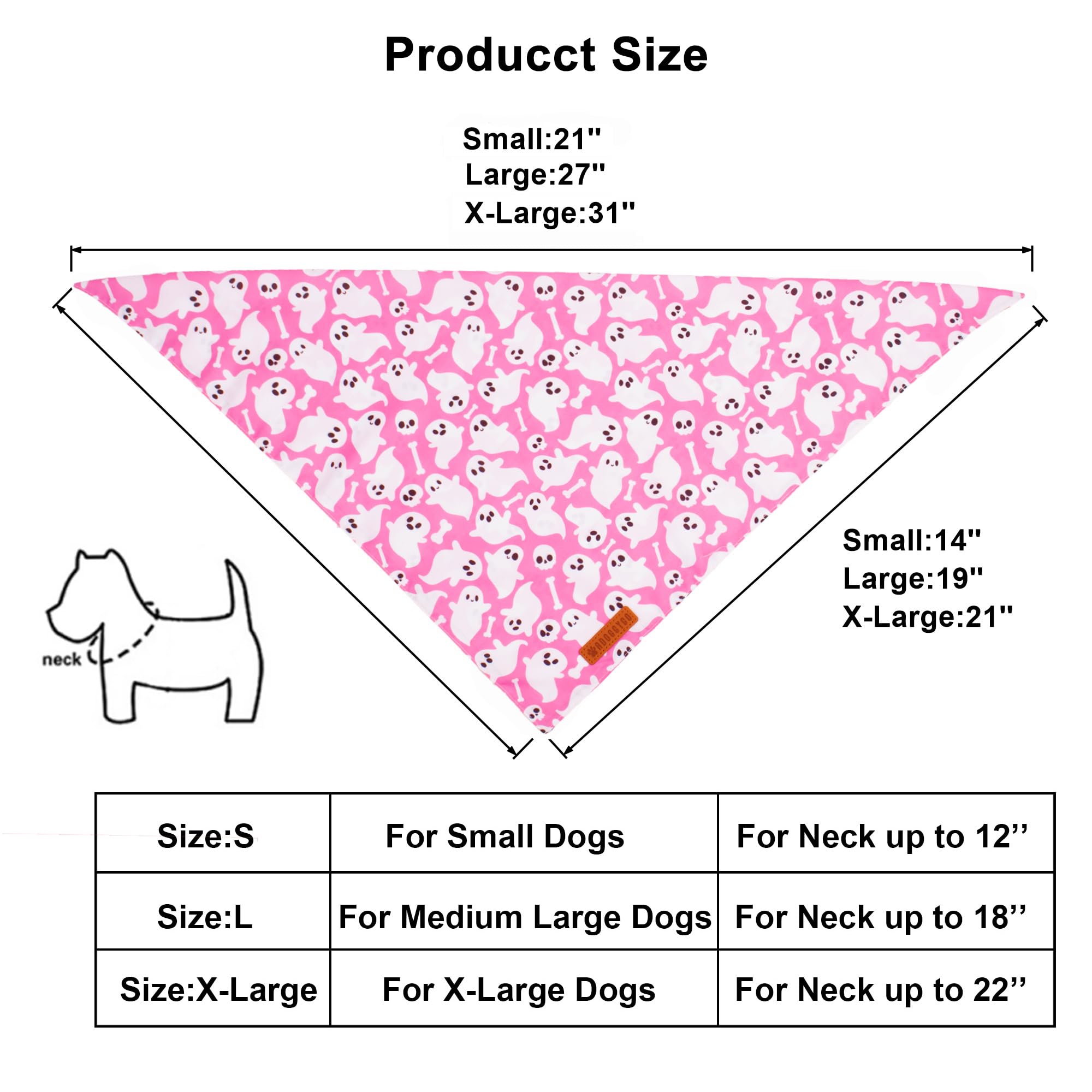 ADOGGYGO bandanas posés à côté d'un mètre montrant variantes de tailles