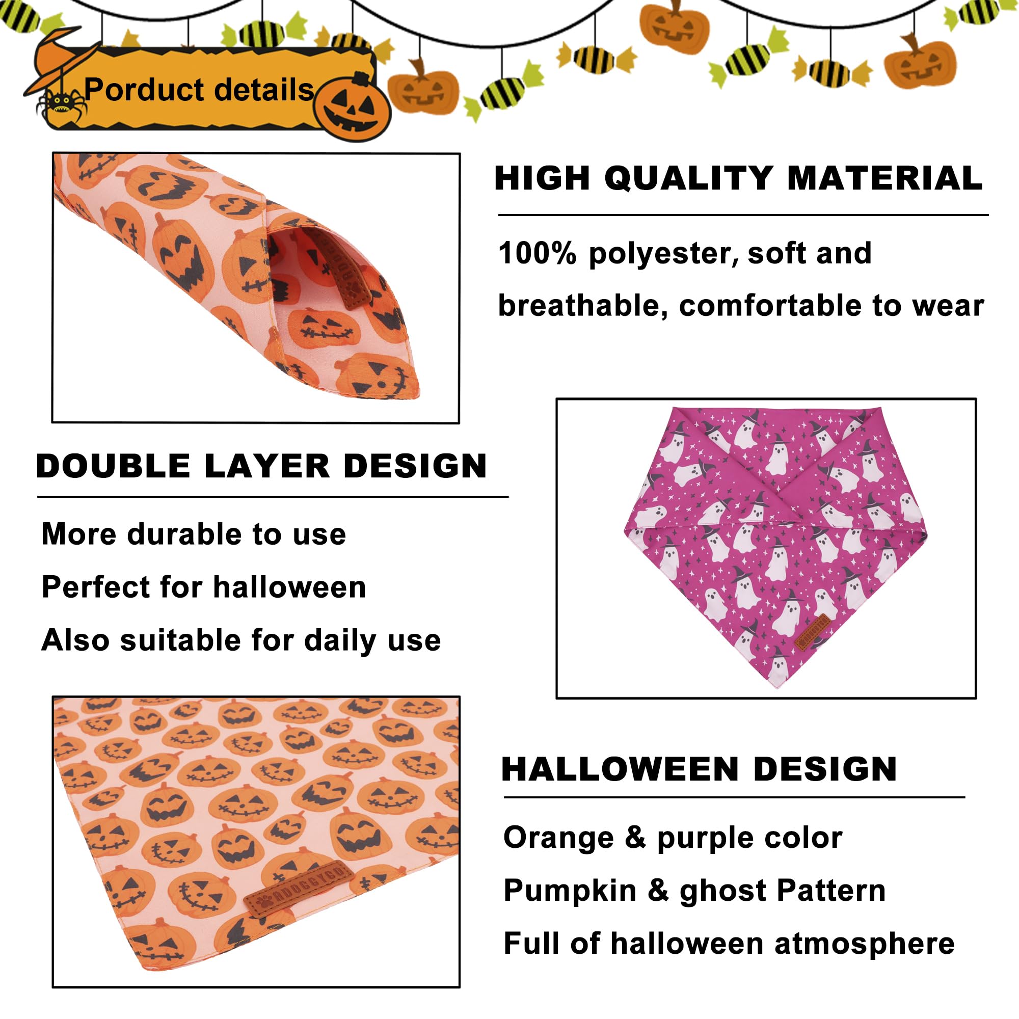 ADOGGYGO motif citrouille gros plan pour un look halloween visible