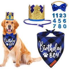 ADOGGYGO chapeau devant bleu à carreaux, look royal et festif pour photo