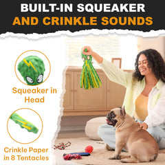 Chien jouant avec AdoPet pieuvre pour divertissement interactif