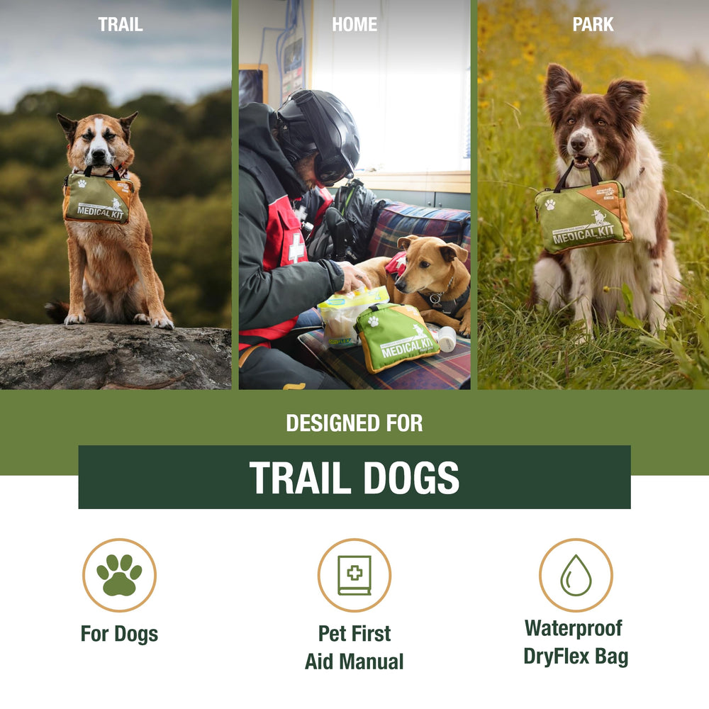 Adventure Medical Kits contenu étalé montrant pansements et bandages pratiques