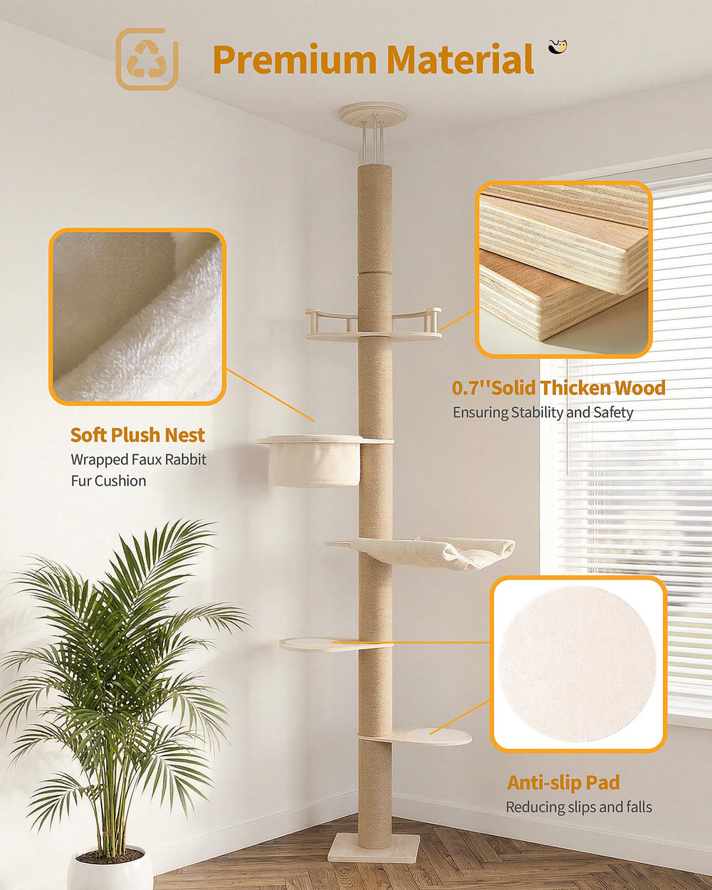 Aechonow poteau de tension plafond-sol assurant stabilité maximale