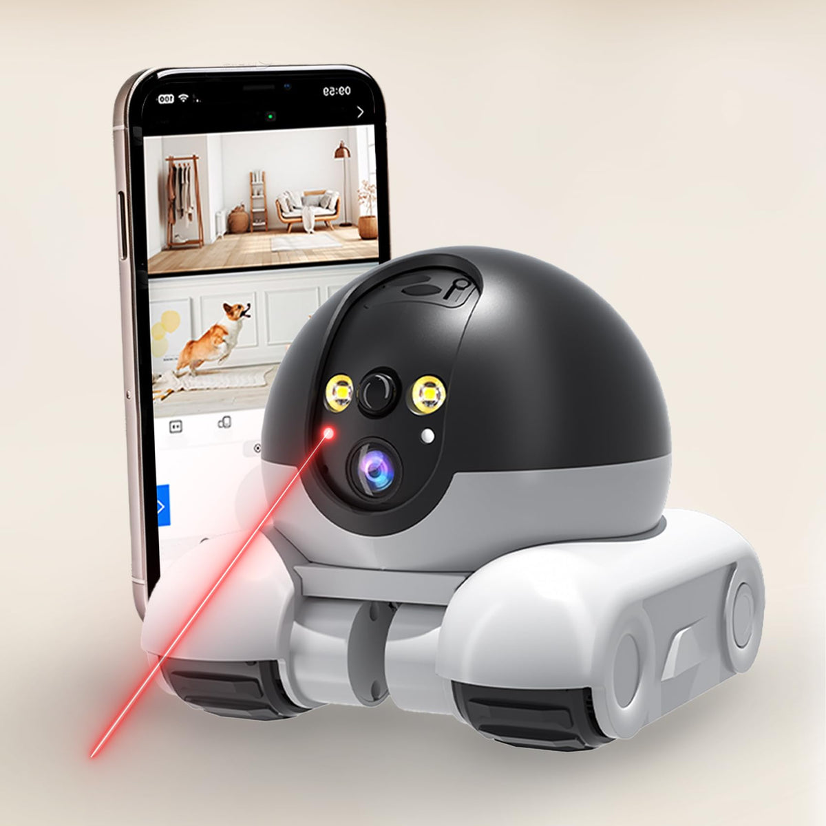 AEZ caméra robot vue de face montrant la stabilité et l'optique double