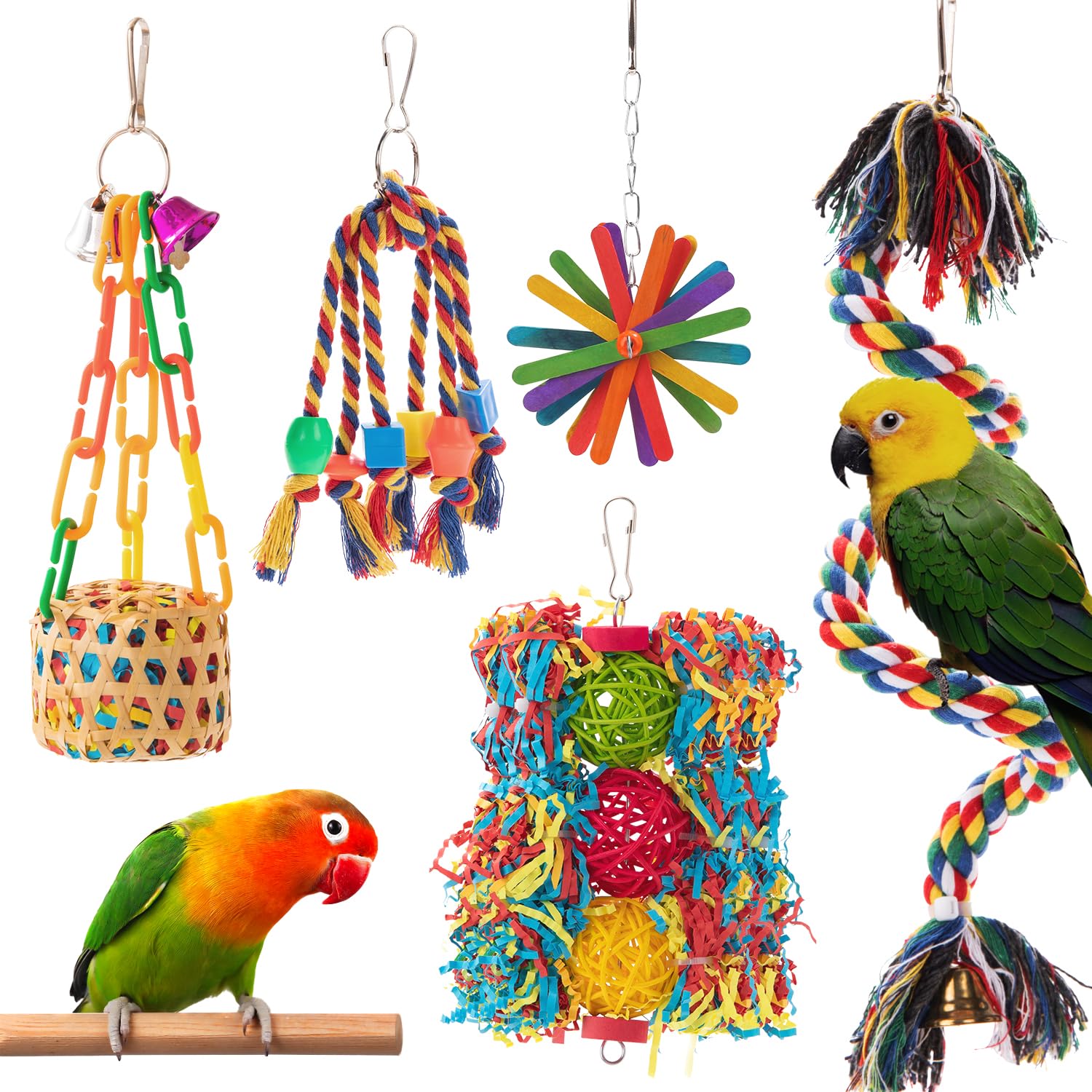 AFUOWER pack complet de jouets pour stimuler l’oiseau