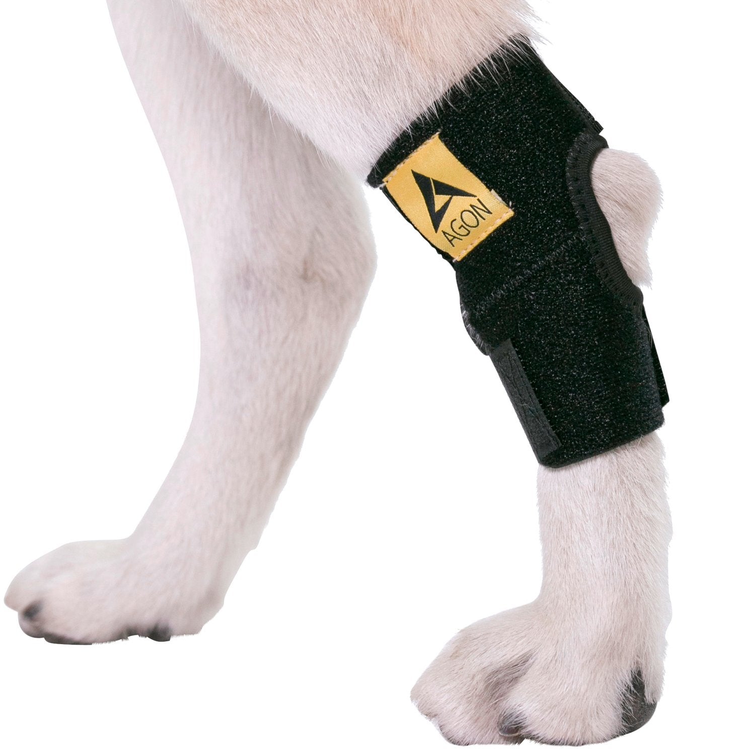 Agon attelle jarret avant emballage montrant design et fermeture velcro, maintien sûr