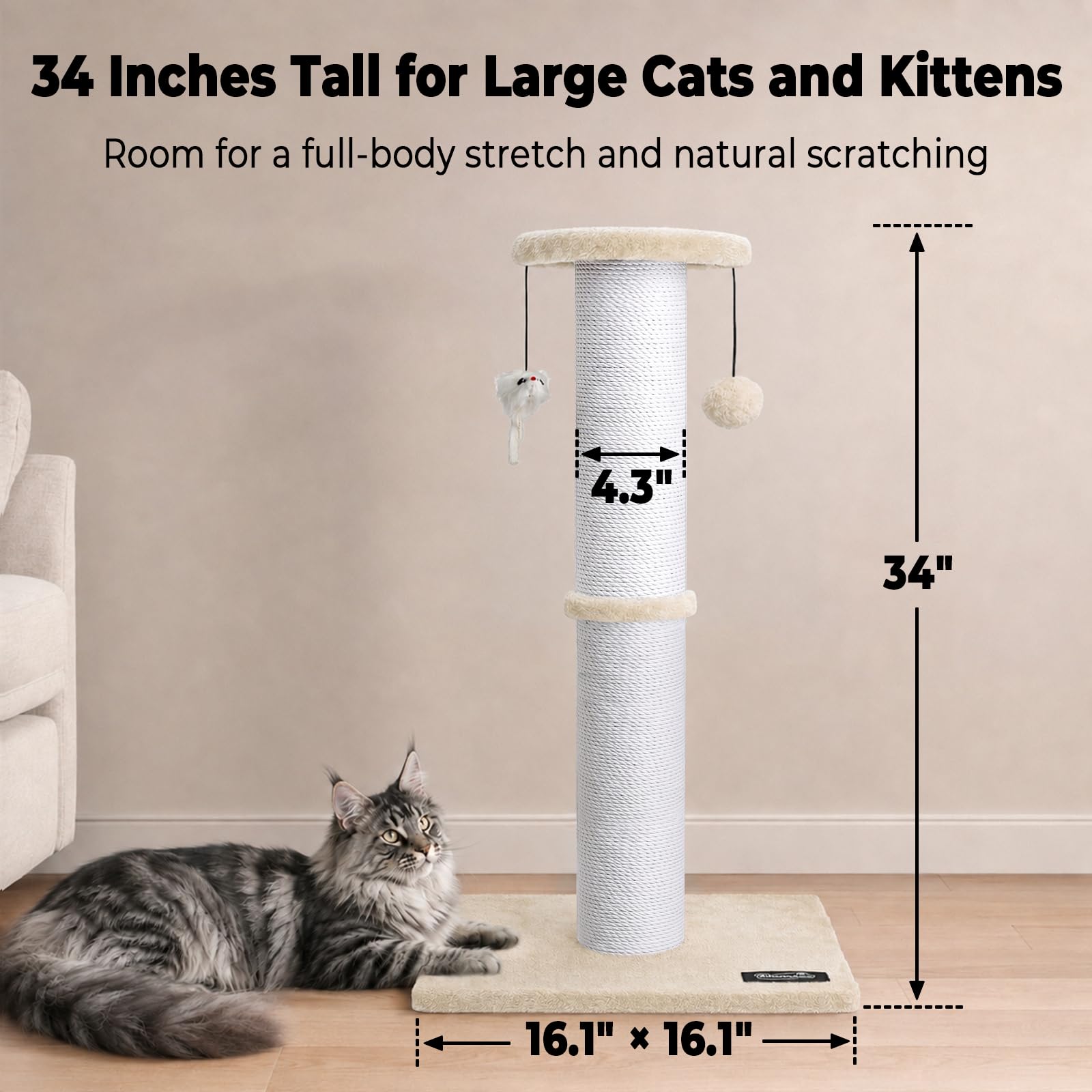Ahomdoo base épaisse garantissant stabilité pour gros chats