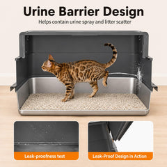 AIFUN grand chat Maine Coon entrant confortablement dans le bac pour plus d'aisance
