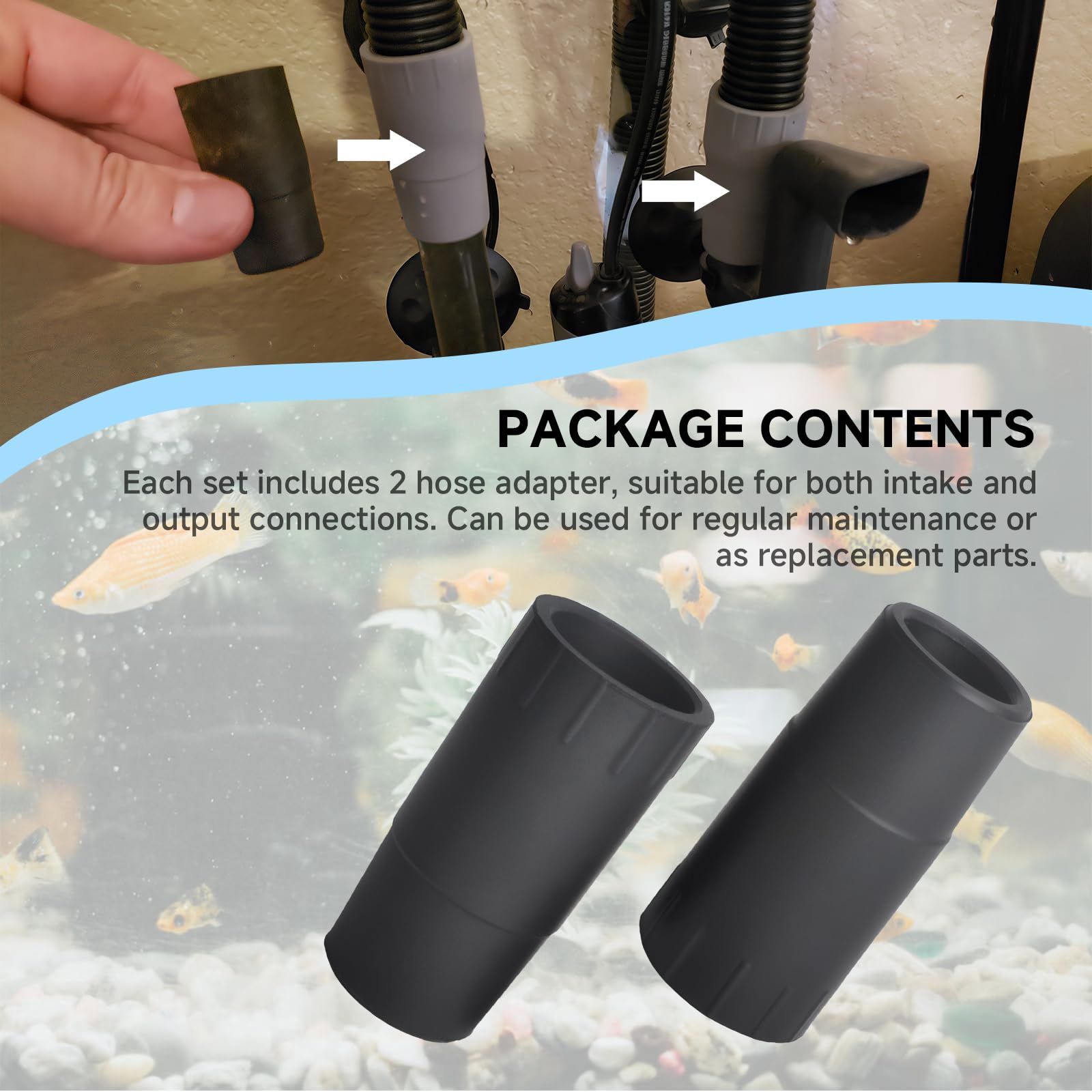 Aigemsi adaptateur installé dans aquarium contexte réel, maintien sans fuite