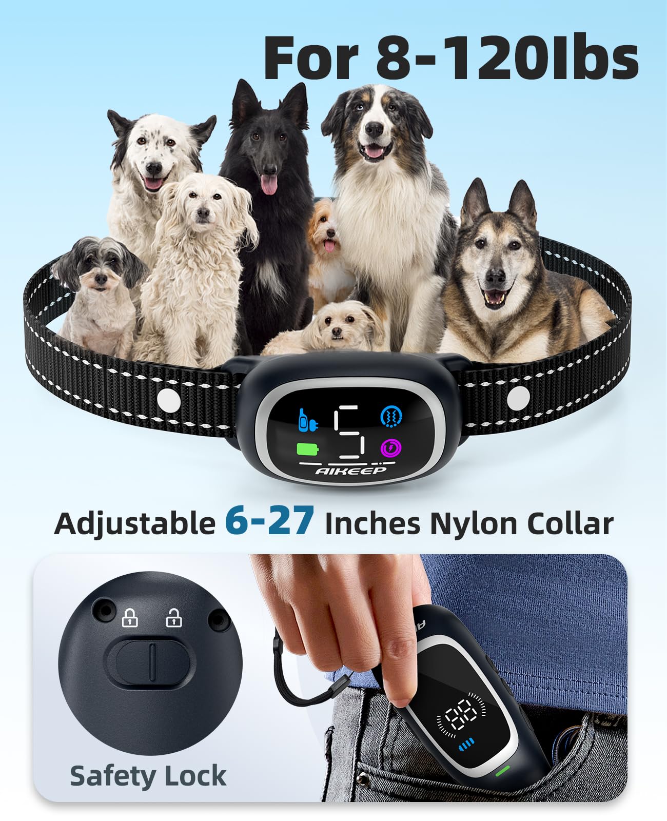 AIKEEP sangle nylon ajustable mesurée, coupe et ajustement précis pour confort du chien