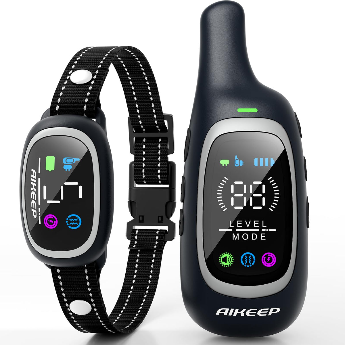 AIKEEP vue face du packaging montrant le collier et la télécommande, pratique pour choix rapide
